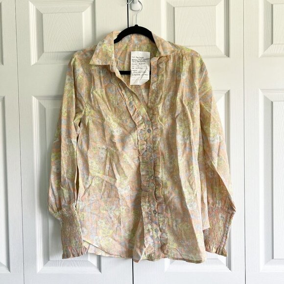 Free People Wild Gardenia Femme Peach Floral Blouse Women's Size X-Small XS - Picture 1 of 7